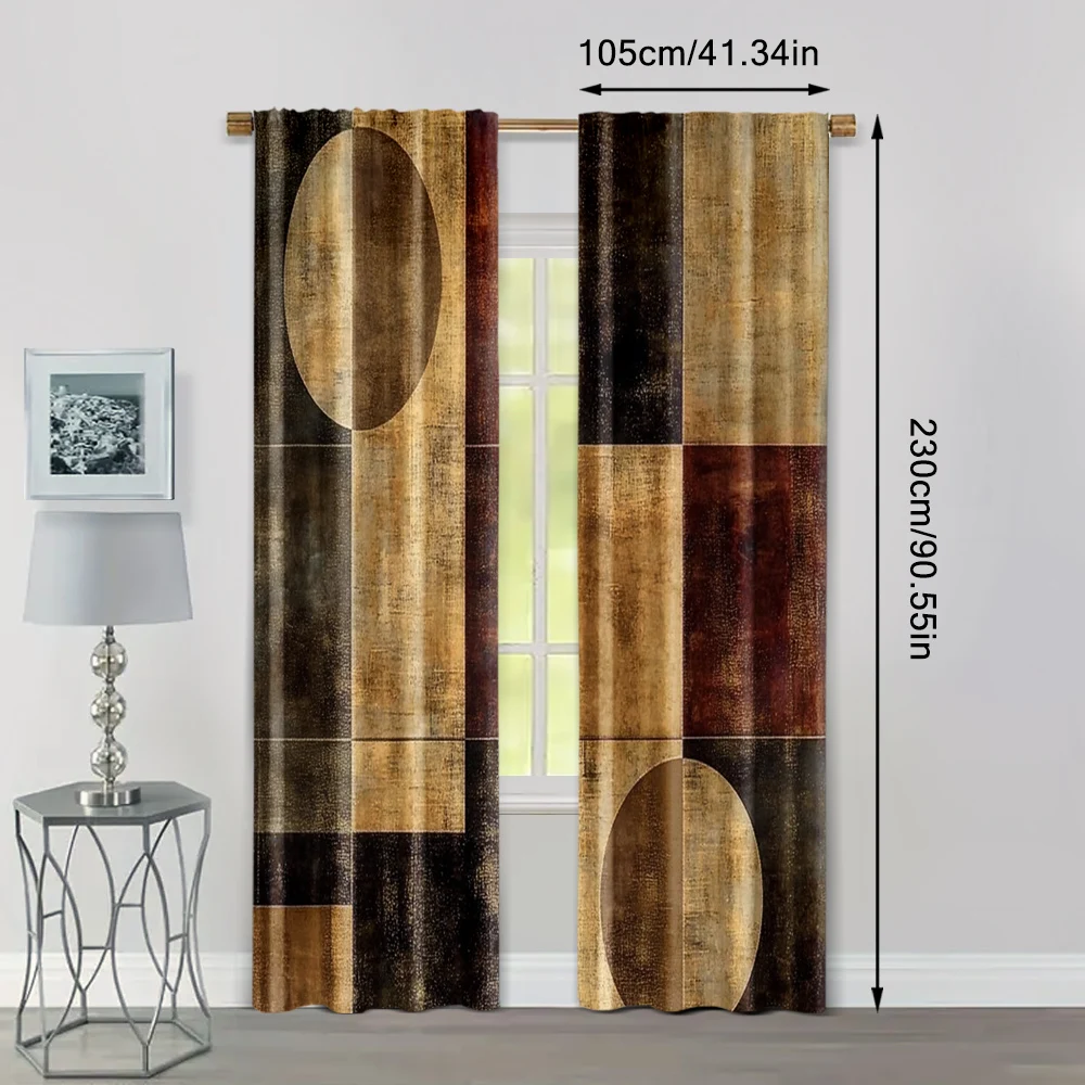 2pcs, Popular Curtains 2D print Contemporary Abstract Black and White Versatile Polyester Fabric (without rod) Stuff Clearance 4