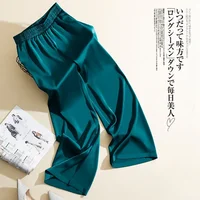 Acetate Silk Satin Straight-leg Pants Women's Summer Triacetate Silk Wide-leg Pants High Waist Drape Silk Smooth Long Pants 2