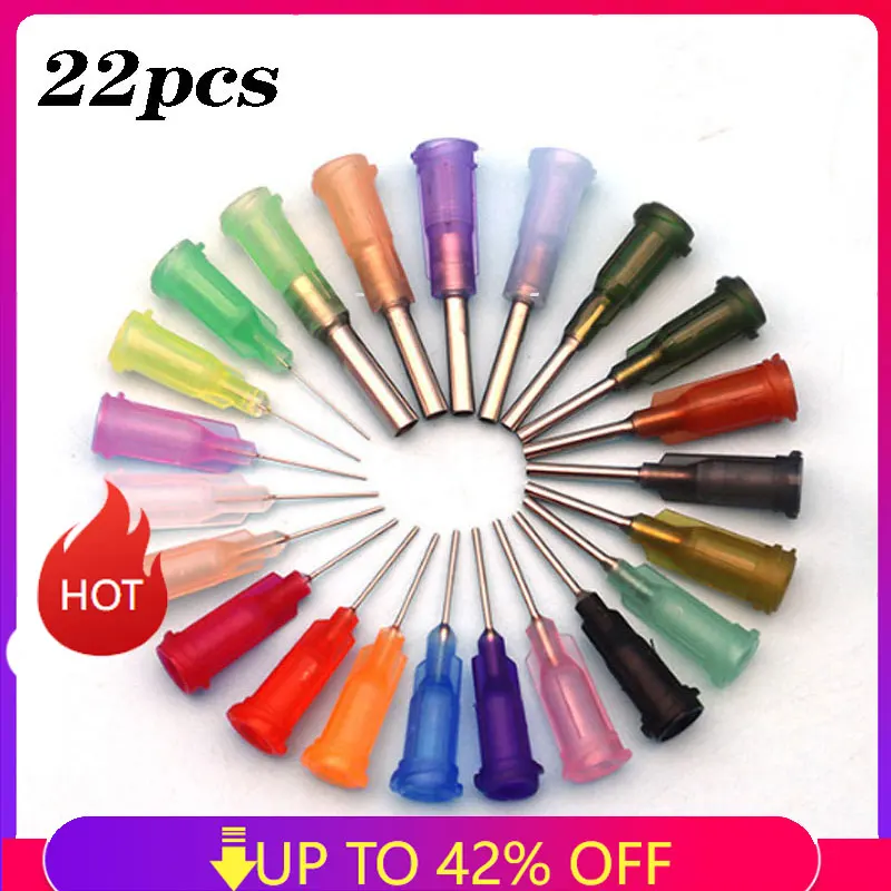 

22pcs 1/2 Inch Rubber Head Setting Plastic Seat Stainless Steel Dispensing Needle Head Head Dispensing Machine Needle