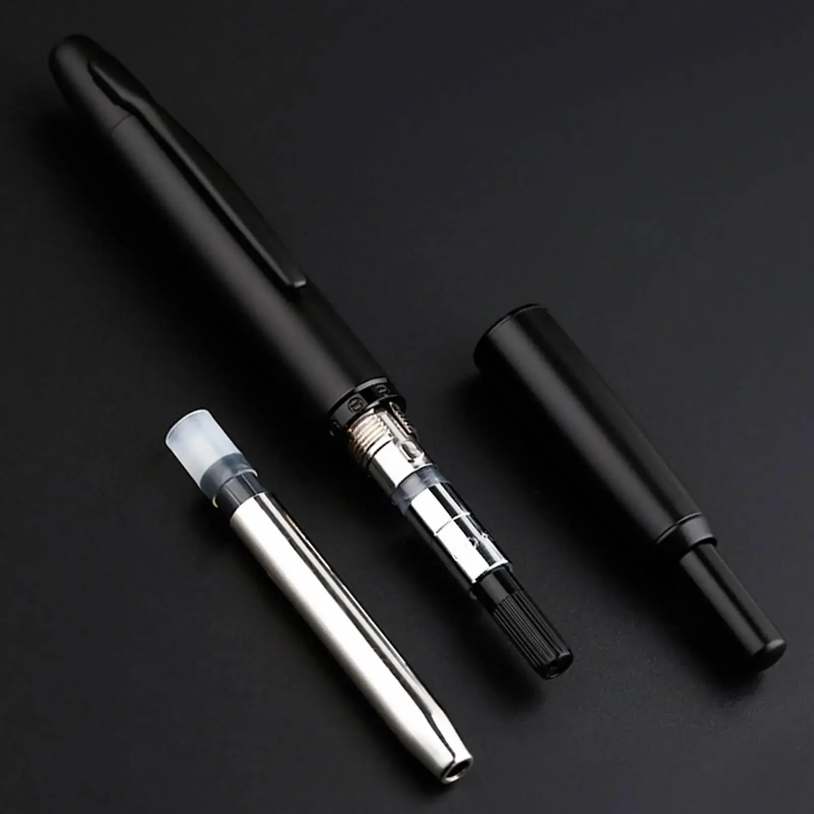 New Majohn A1 fountain pen Metal sliver Press pen Striped pattern EF 0.4MM Nibs writing gift pens for syudents office supplies