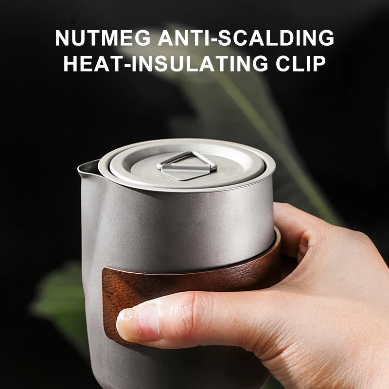 Lightweight Travel Tea Set Storage Bag Built-In Strainer Titanium Alloy Tea Cups Teapot Outdoor Camping Hiking Tableware