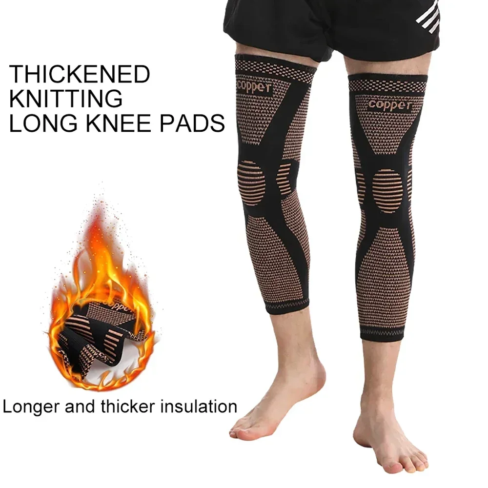 Copper Full Leg Sleeves Compression Knee Support Protect Leg for Man Women Basketball Arthritis Cycling Sport Football Gym