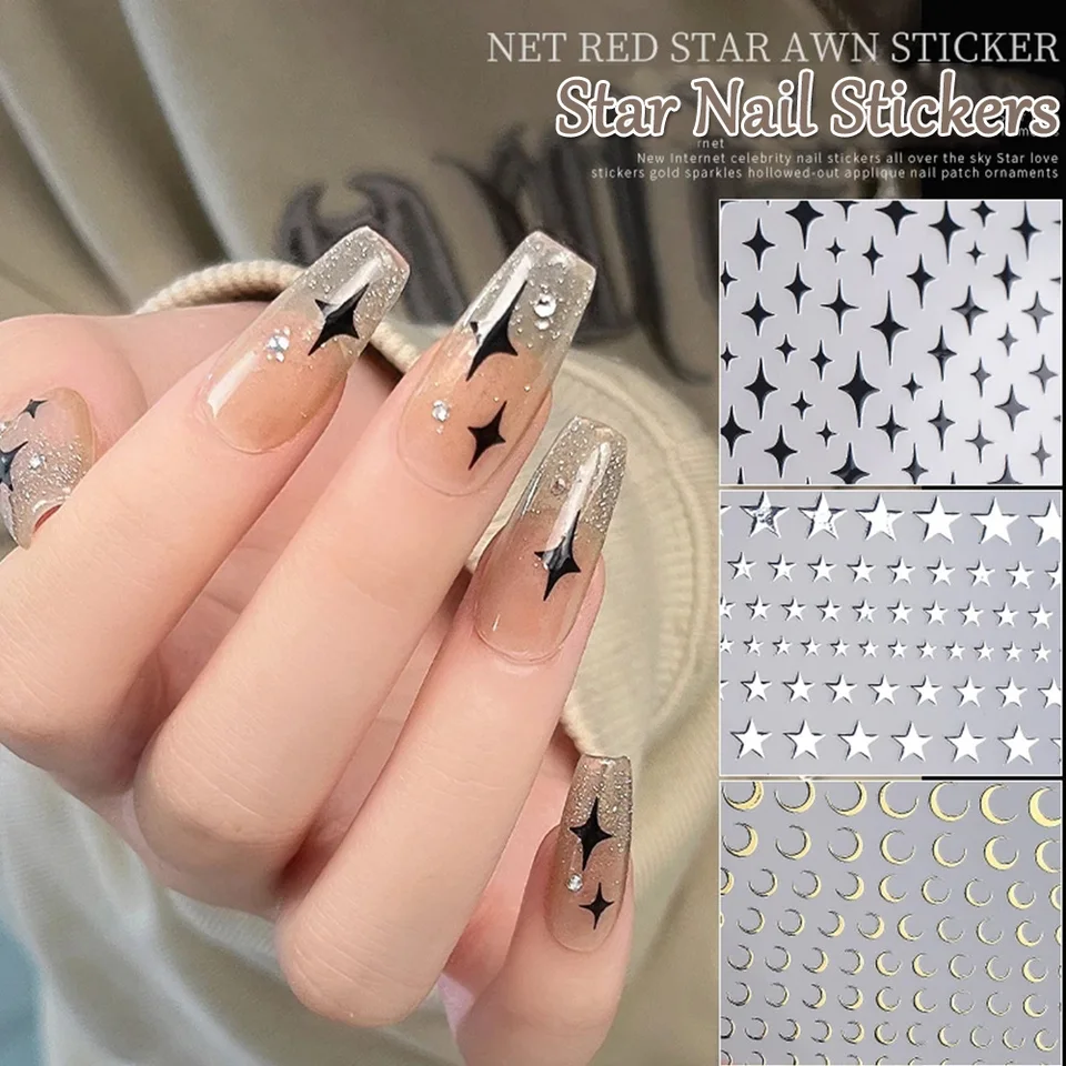 Nail Art Stickers Laser Silver  Silver Star Stickers Manicure -  Silver/gold Star - Aliexpress