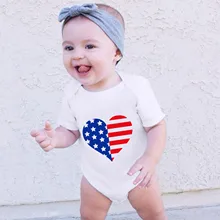 Toddler Kids Infant 4 Of July Love Prints Short Sleeve Independence Day Romper Jumpsuit Clothes Toddler Boy Rompers Jumpsuits