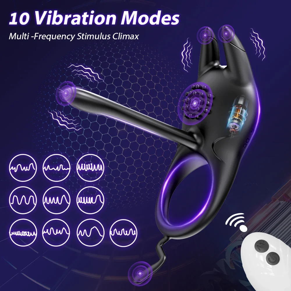 Penis Ring Vibrating Ejaculation Delay Remote Control Penis Vibrator Chastity Cage Sex Toy for Men or Couples