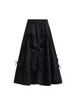 Harajuku Pleated Skirts High Waistfor Women High Waisted Skirt Lace Up Bow 2022 Elegant Fashion Skirts Midi Skirt Korean Style - Image 2