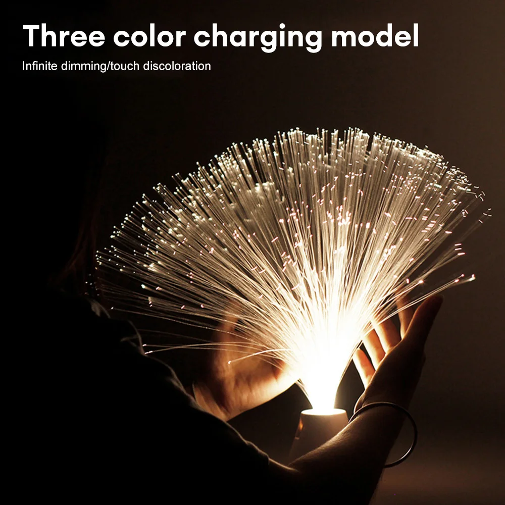 Multicolor Fiber Optic Lamp USB Charging Night Light LED Luminous Desktop Light for Bedroom Led Decorative Atmosphere Table Lamp fiber optic lamp led ambient light