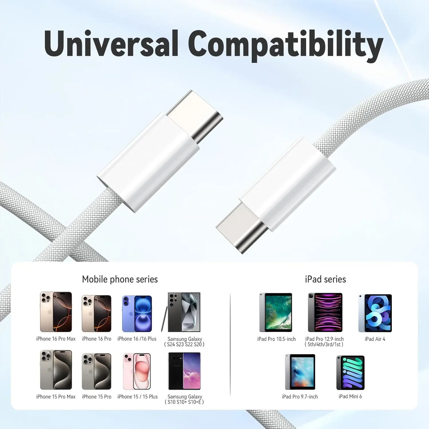 2팩 USB C to C 충전 케이블, 60W 타입 C to C 고속 충전 케이블 코드 애플 아이폰 17 프로 맥스/17 에어/16 프로 맥스/16용