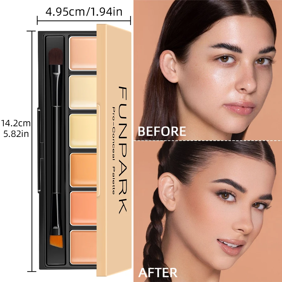 6-color Concealer Blush Palette Cream Matte Highight Contour Makeup  Eyeshadow Base Palette with Brush Covering For Dark Circles 5