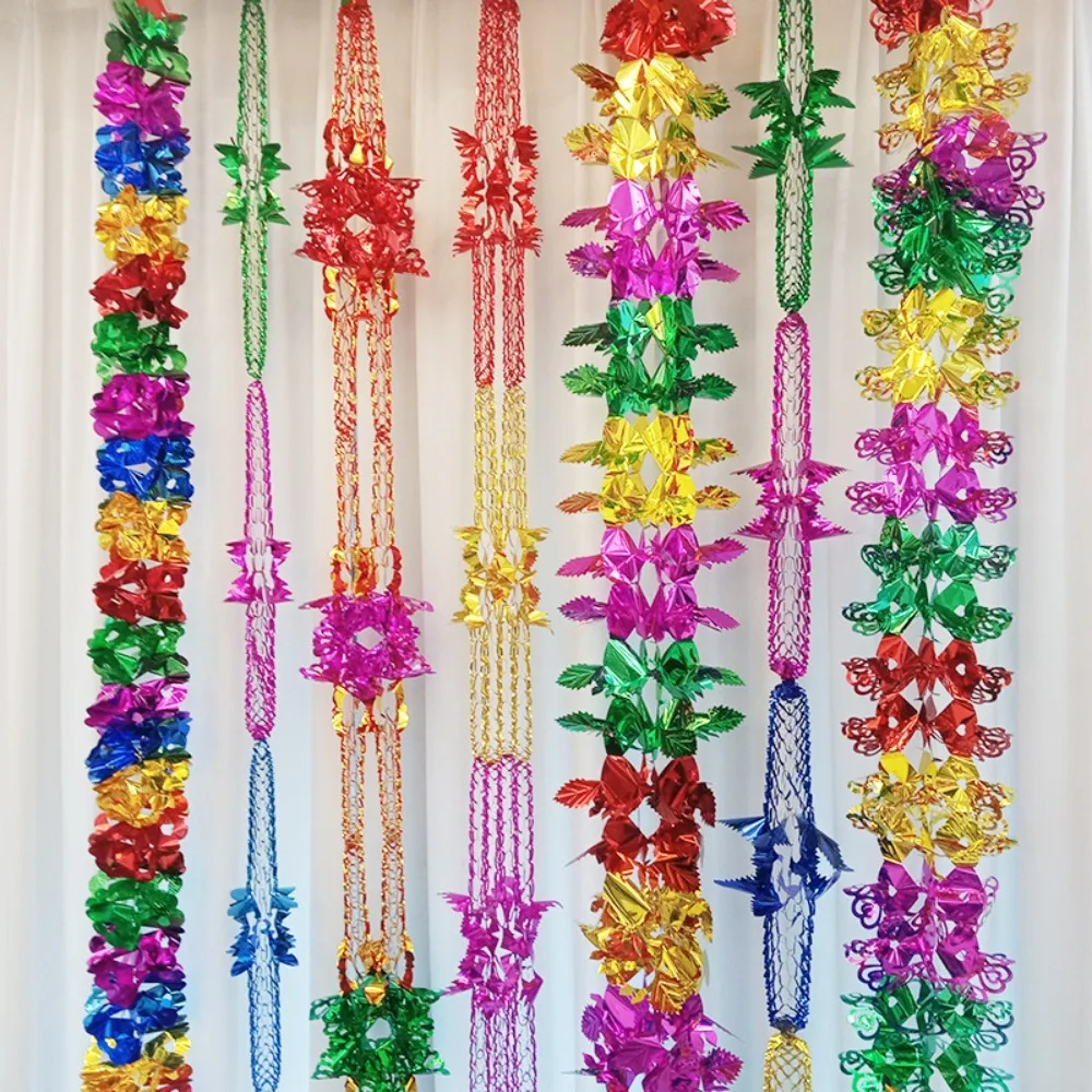 

2/4/8Pcs Multi Colour Party Supplies Ornaments Metalic Foil Garland Christmas Decor Ceiling Wreath Hanging Decoration