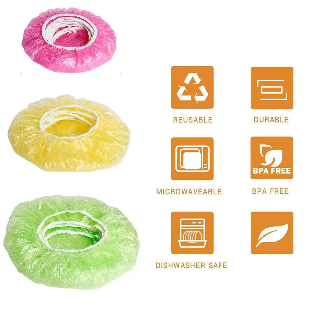 24Pcs Reusable Food Cover Plastic Wrap Elastic Food Lids For Fruit Bowls Cups Caps Storage Kitchen Fresh Keeping Saver Bags A9W8