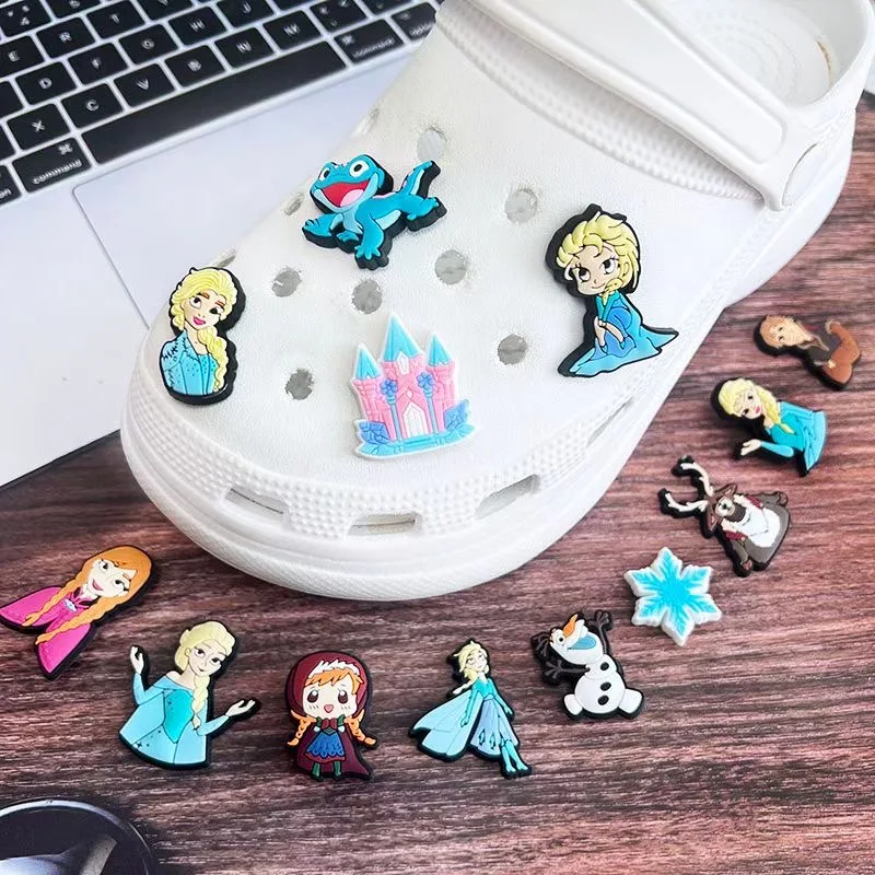 1-13pcs Cartoon Shoe Charms Frozen Shoe Accessories Decoration for Anna Elsa Olaf Clog Sandal Shoes Buckle Kids Party Xmas Girls