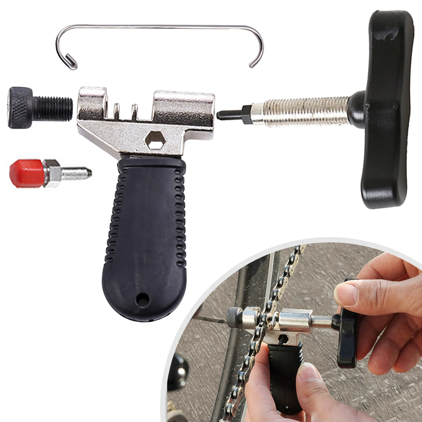

Разветвитель цепи велосипеда мотоцикла, ручной инструмент для удаления цепи, с h крюком, запасной заклепочный штифт