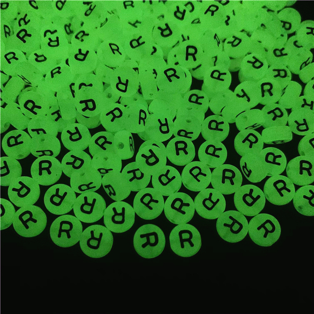 7mm Luminous Letter Beads Alphabet Acrylic Spaced Beads For Jewelry Making DIY Charms Bracelet Necklac