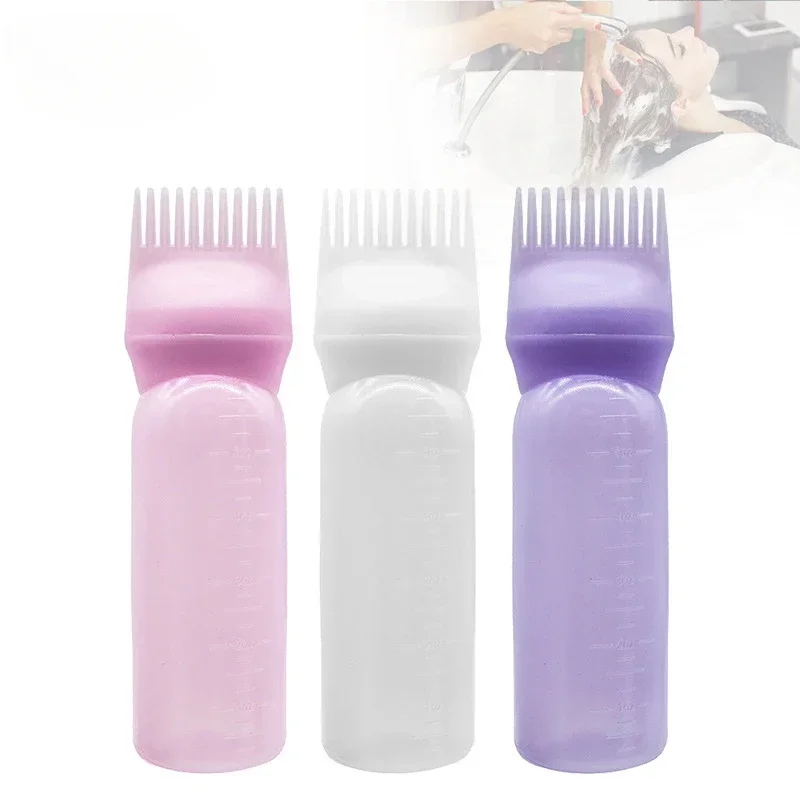Hair Refillable Bottle Applicator Comb Multicolor Plastic Dispensing Salon Oil Hair Coloring Hairdressing Styling Tool 170ml hair oil applicator bottle