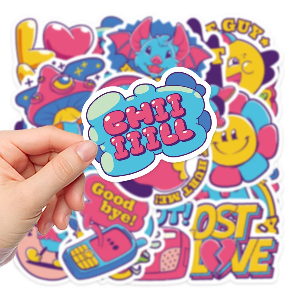

23 шт. простые Мультяшные наклейки с текстом, граффити, виниловые водонепроницаемые наклейки для ноутбука, бутылки с водой, телефона, дневника, наклейки