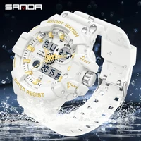 SANDA Top Brand G Style White Sports Men's Watch Luxury Military Quartz Watch Men LED Digital Waterproof Timer Stopwatch New Hot 1