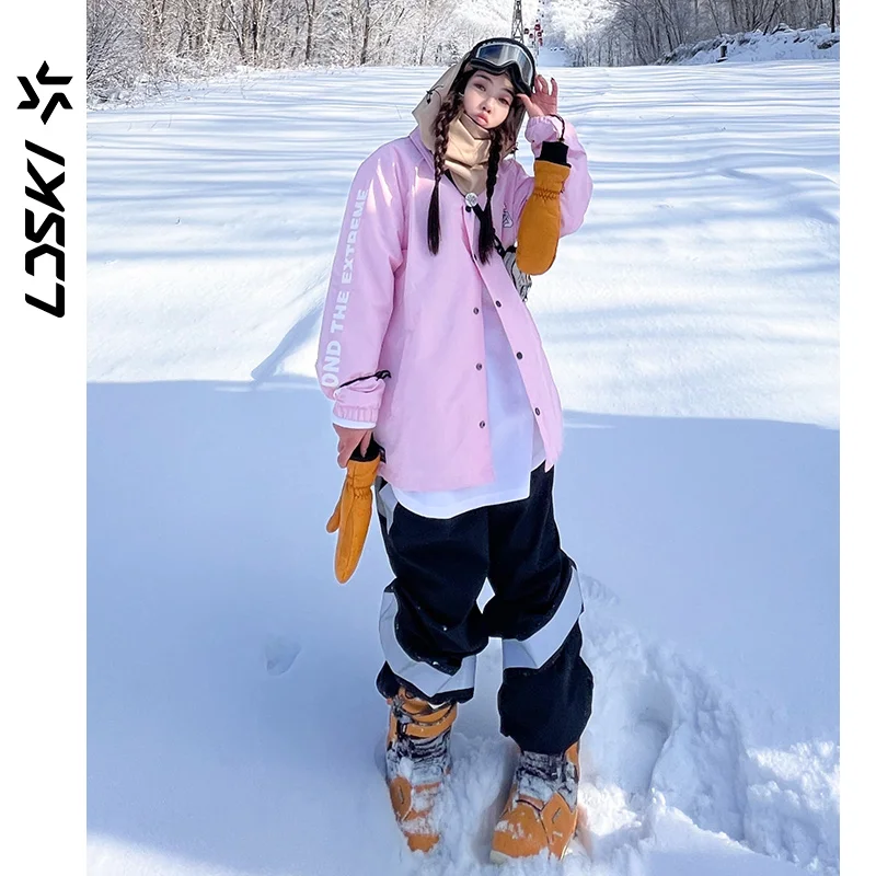 LDSKI Ski Jackets Women Men Winter Parkas Hoodies Elastic Cuffs Waterproof Windproof Snowboarding Outdoor Sports Ski Coach