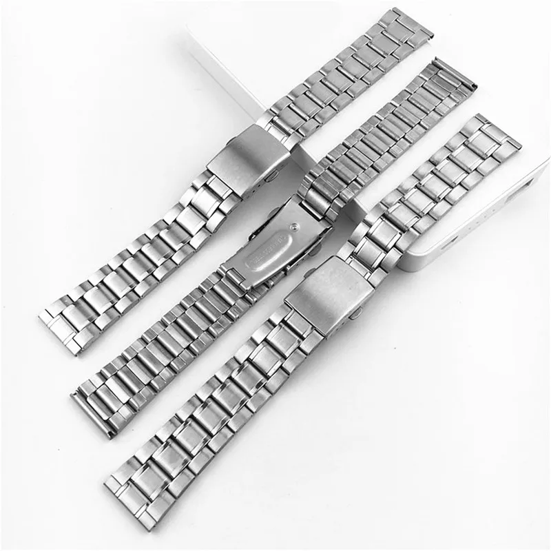 Stainless Steel Universal Silver Watch Band with Folding Clasp – Replacement Wristband Bracelet