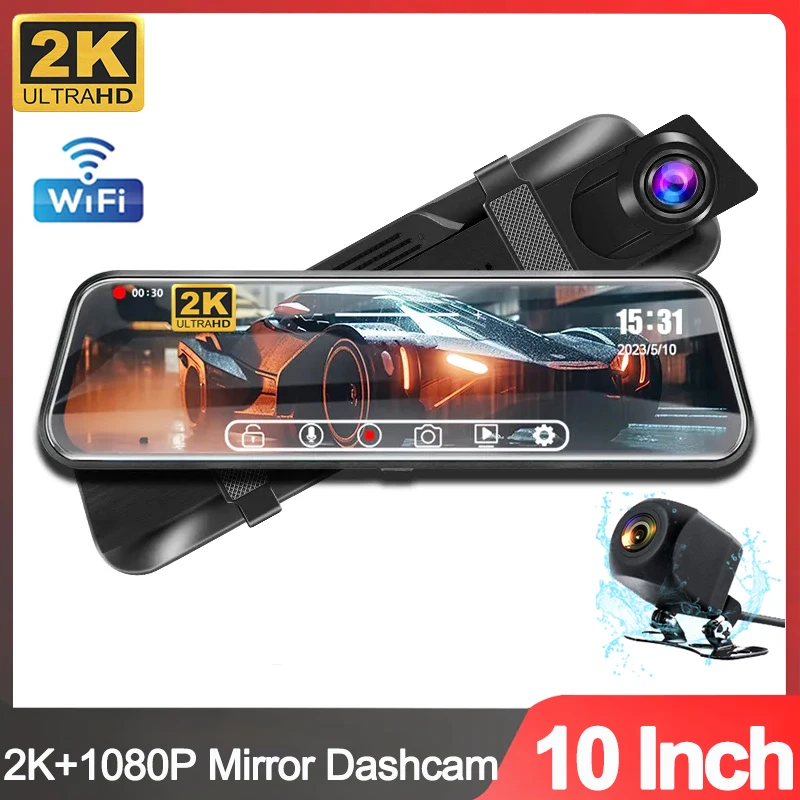 Espejo Retrovisor Táctil 10inch Dual Cámara FHD 1080p M1-10