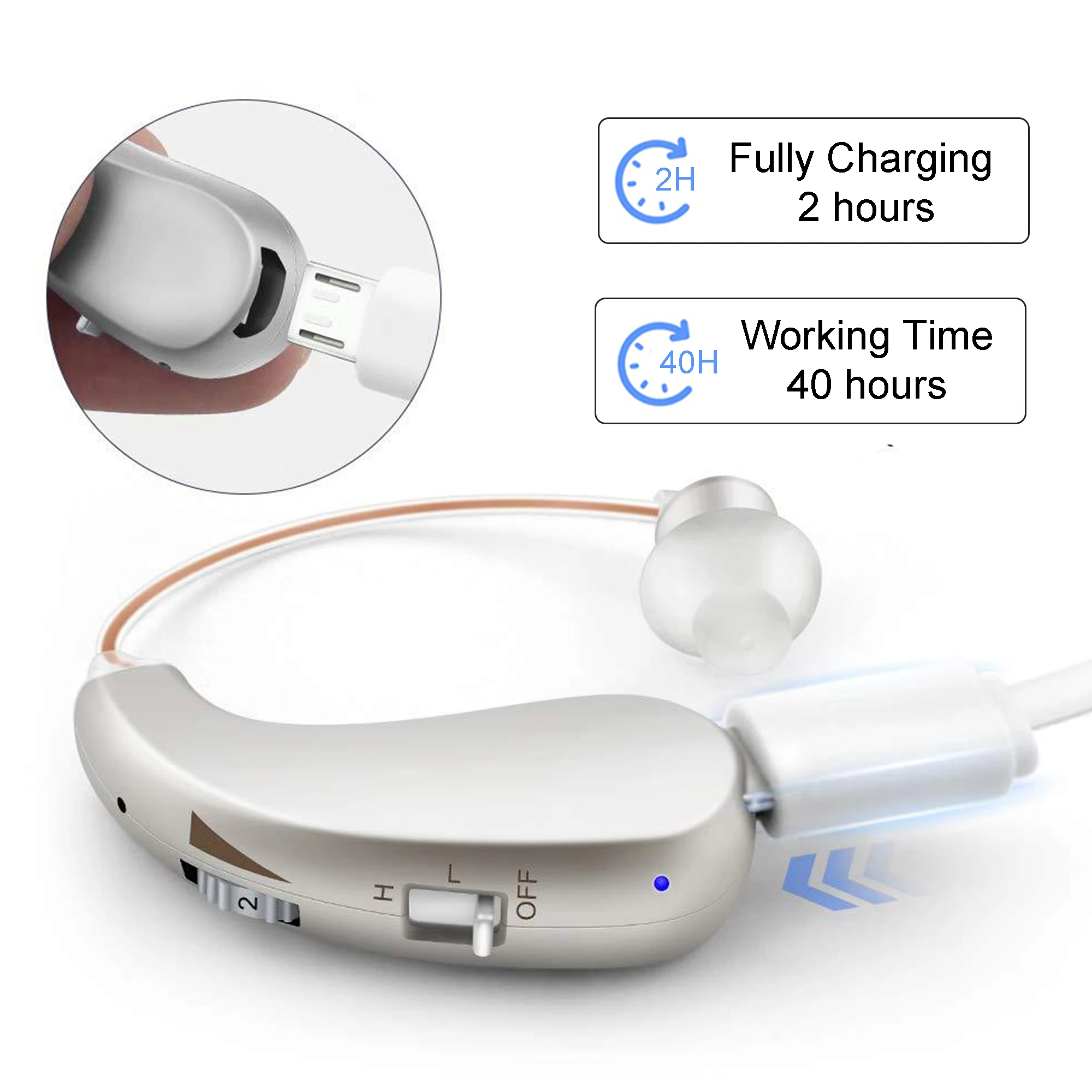 Rechargeable Hearing Aid Mini Adjustable Tone 2024 Best Sound Amplifier Portable Deaf Elderly RIC Hearing Aids 3