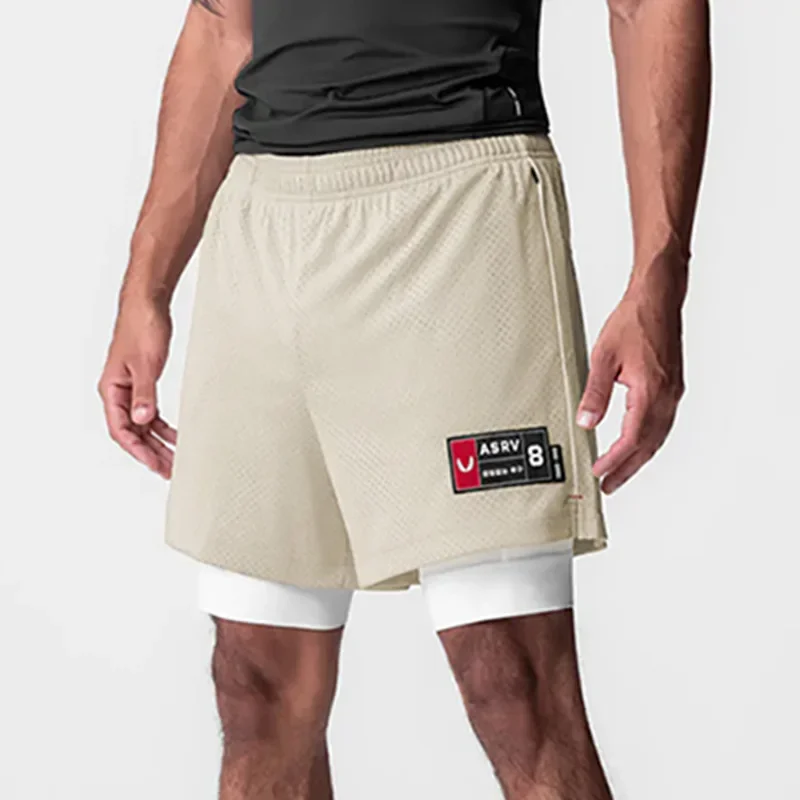 Men's Summer Sport Shorts American Side Open Quick Dry Double Layer Outdoor Multi Pocket Running Basketball Pants