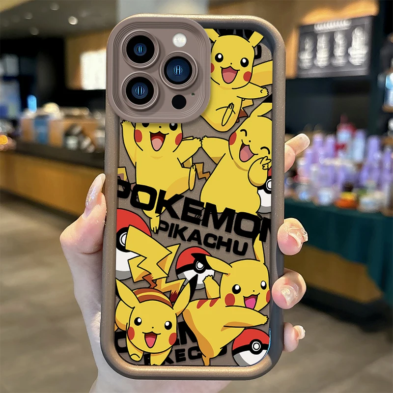 thumbnail image 1 of Funda de teléfono de dibujos animados Pokémon Pikachu para iPhone 16, 15, 14, 13, 12, 11 Pro Max, 16, 15, 14, 8, 7 Plus, X, XS Max, 8, 7, cubierta de silicona a prueba de golpes, 1 of 5