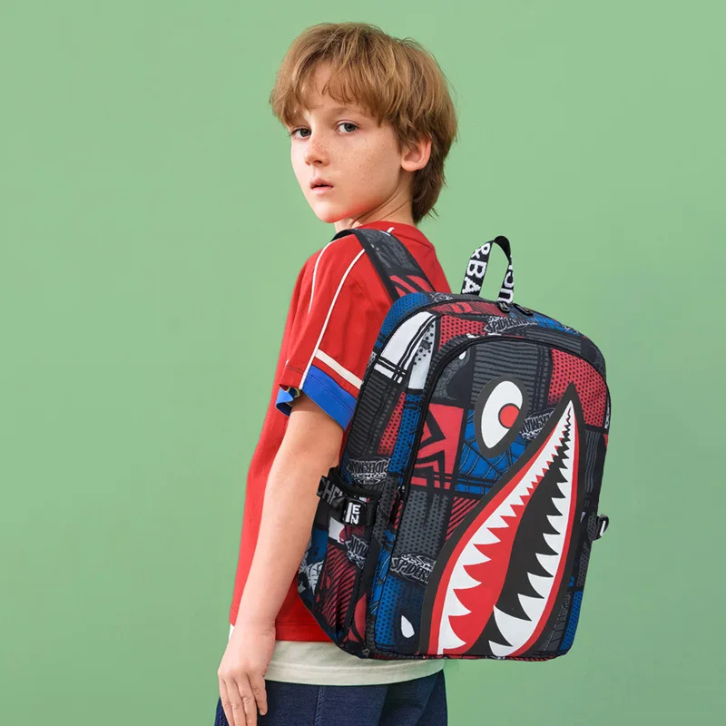 

Men Backpack USB Charging Laptop Bag Primary School Students Bags Light Weight Spider Sharks Print Junior Boys Girls Schoolbags