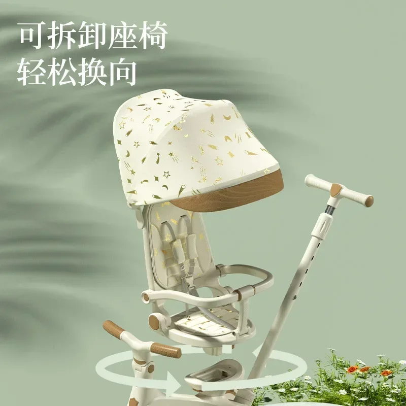 Baby Balance Bike Tricycle Multifunction Folding Ride On Toys Pram For Kids Trolley