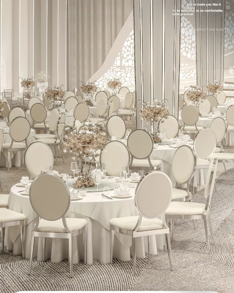 Romantic Wedding chair elegant silver dining chair Light Luxury party hotel chair love Dressing soft stool hall ceremony stool