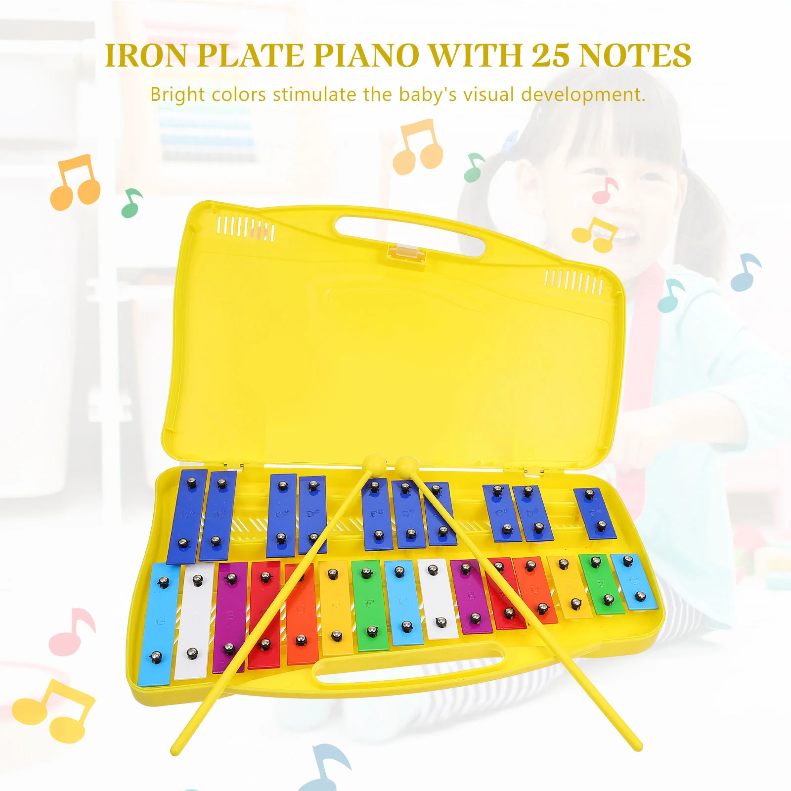 25-tone Xylophone Piano Playing Excellent Intonation Metalofono Notes Workmanship Xylophone with Box School kid Music Instrument xylophone toys