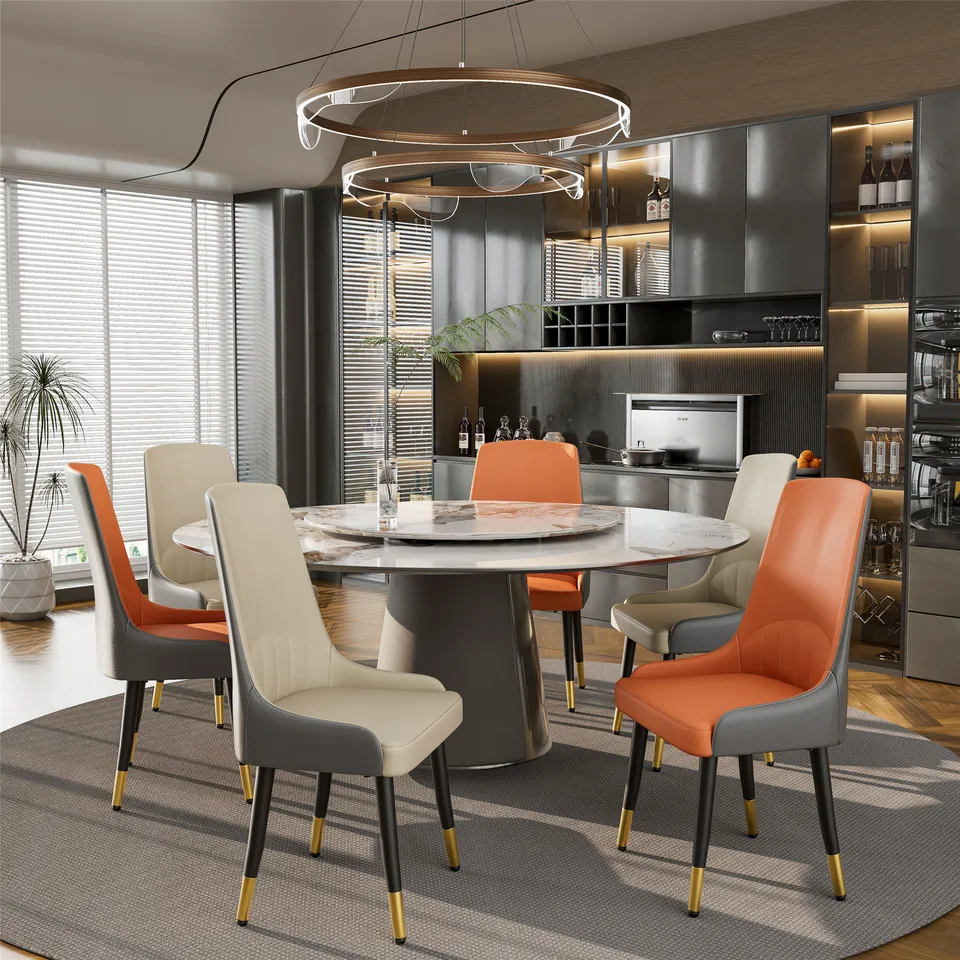 Set Di 2 Sedie Girevoli 360° In Ecopelle – Sedia Da Pranzo Con Schienale Alto, Design Moderno Per Ufficio E Cucina, Colore Cachi - 3