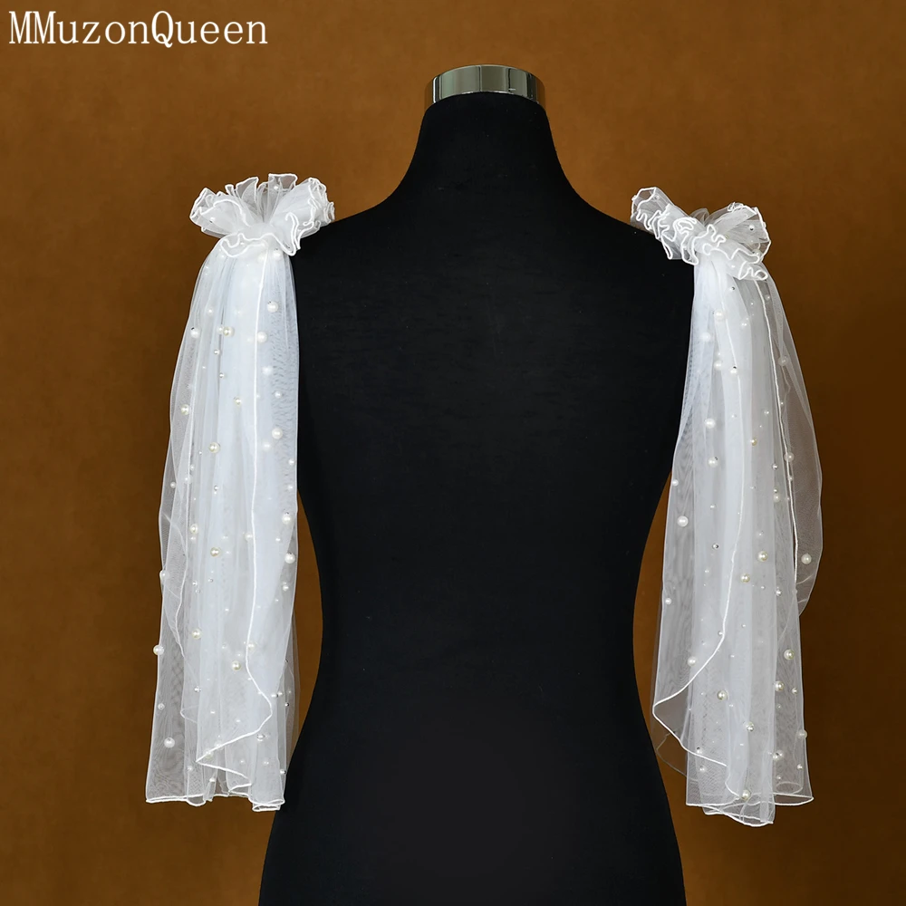 MMQ MG27 Bridal shawl Pearl Puff Sleeve dress Wedding Shoulder