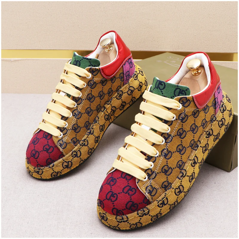 2022 New White Designer Embroidery For Men Heighten Thick Bottom Shoes Causal Flats Moccasins Male Punk Rock Walking Sneakers | Обувь