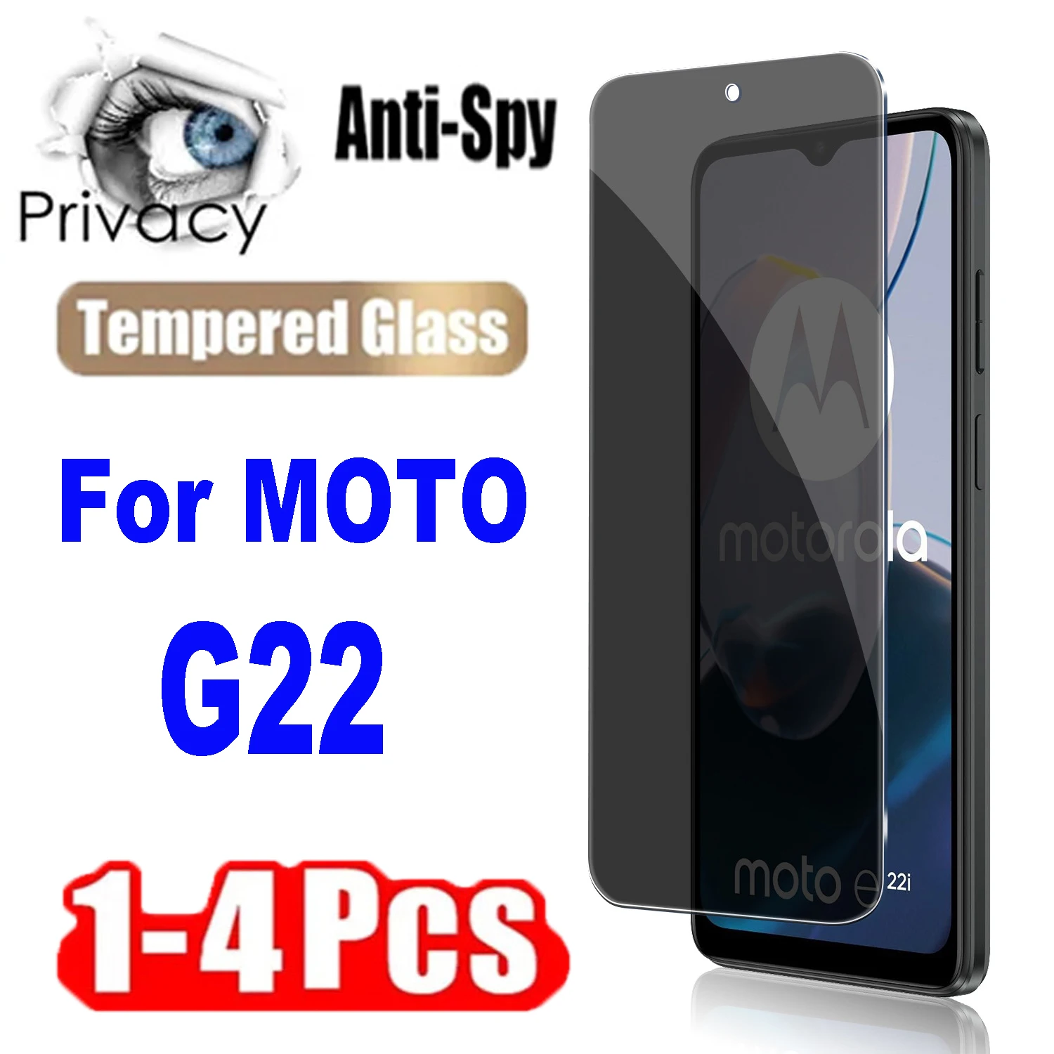 

1-4Pcs Privacy Protective Tempered Glass for Motorola Moto G22 Anti-Spy Screen Protectors Films Glass