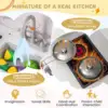Kids Play Kitchen Toy Set w/ Water Dispenser Sink Faucet Microwave Oven Utensils 6