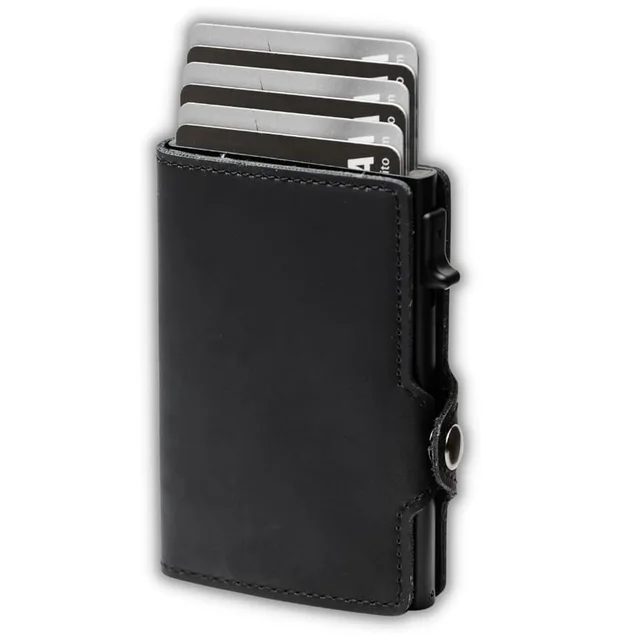 Portafoglio Uomo Slim In Pelle - Design Sottile, Fibra Di Carbonio, Chiusura Magnetica, RFID, Per 9-14 Carte - Foto 9