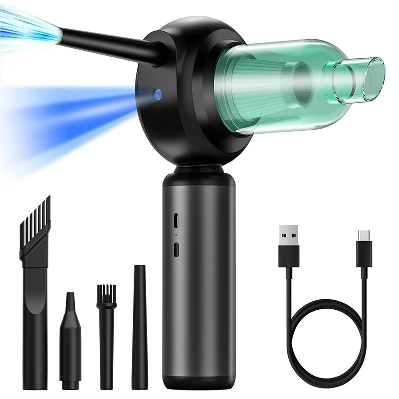 휴대용 무선 전기 송풍기, LED 조명 포함, PC 노트북 키보드 카메라, 가정용 자동차 청소