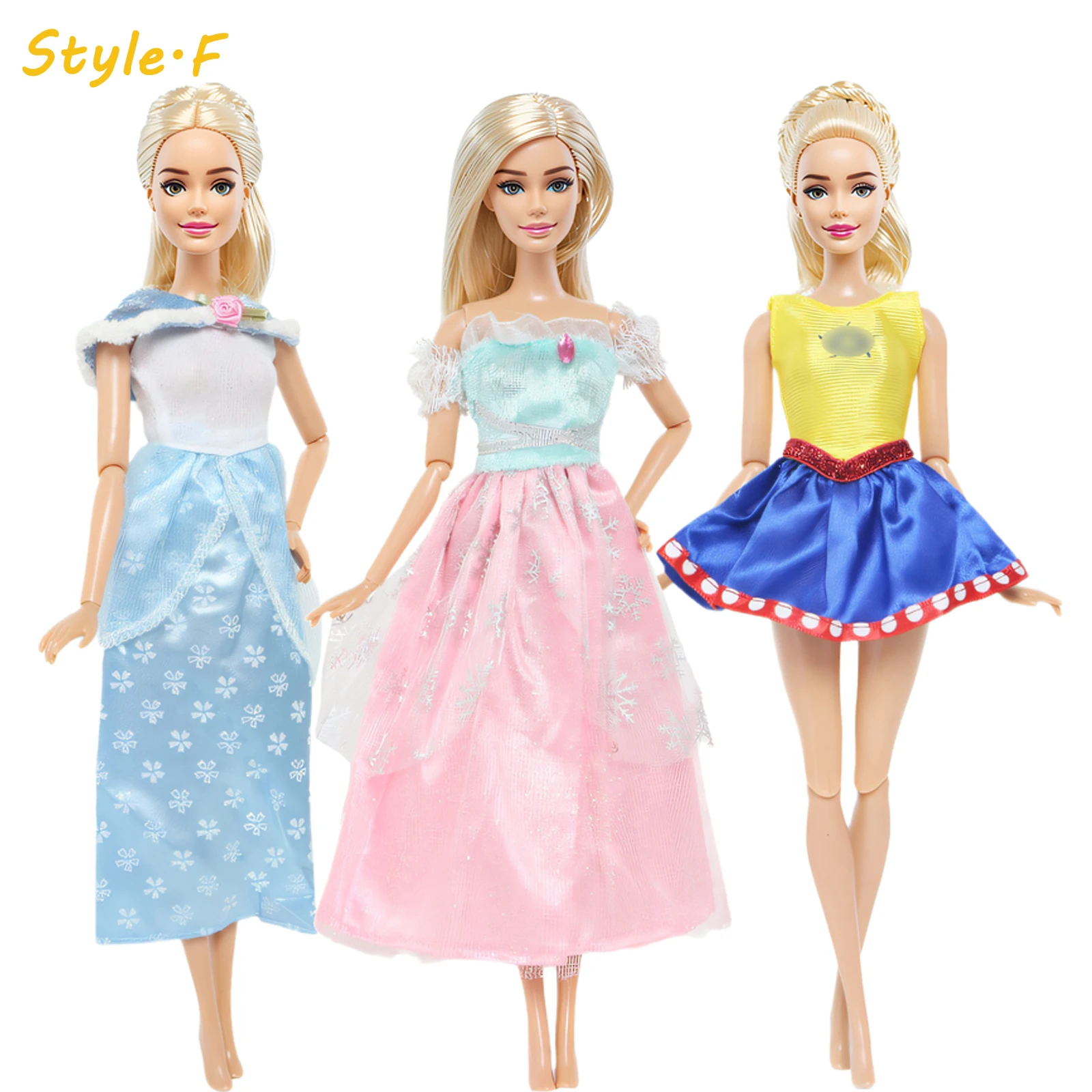 3 Sets Fairy Tale Classic Princess Doll Dresses COSPLAY Party Gown Clothes for Barbie Doll Accessories Kids Dollhouse Toys doll accessories doll clothes doll clothes accessories barbie doll clothes