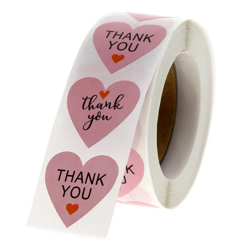 

Ярлыки розовые в форме сердца с надписью Thank You, 500 шт., 1 дюйм, для свадьбы, вечеринки, сувениров, конвертов, канцелярские наклейки