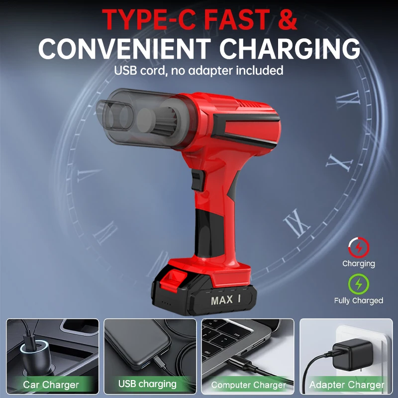 High power car vacuum cleaner portable handheld wireless brushless motor small cleaning machine, dual-use air dust collector