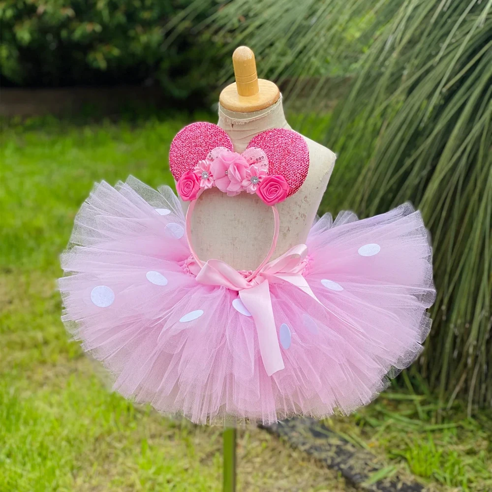 Conjunto de faldas de tutú de Minnie rosa para niñas, ropa interior de tul  hecha a