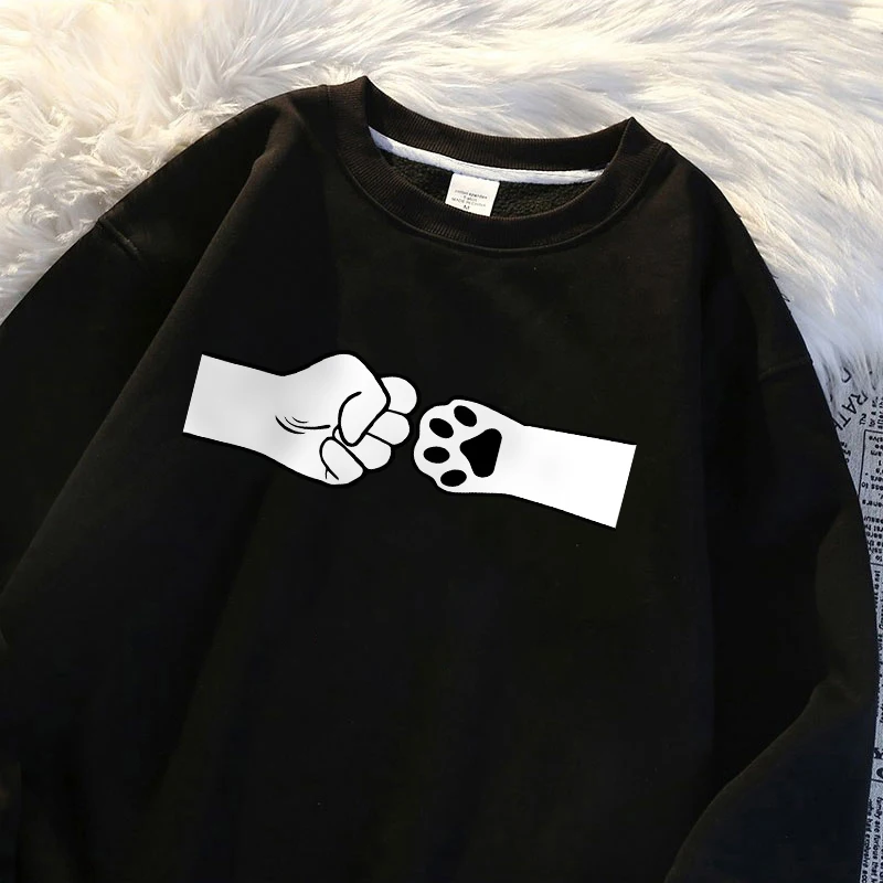 Customized hoodies men hoodie Fist And Cat Paw Collision Sweatshirt Men Fashion S-Xxl Warm Sudadera Casual Camisa Autumn Casual Male Streetwear