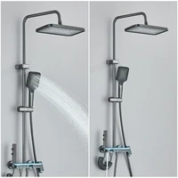 Ambient Lighting Piano Digital Bathroom Shower 12 Inch Rain Shower Head Bathroom Accessories Faucets Hot Cold Digital Shower Set 2