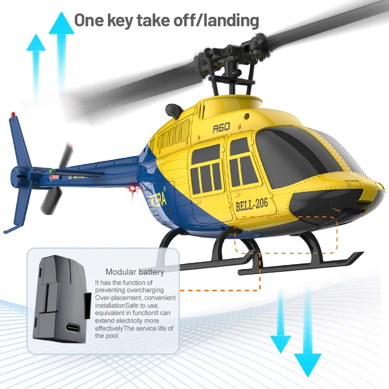 BELL206 RC Helicopter – 4-Channel Single-Blade Remote Control Helicopter with Gyroscope Stabilization | RC Aircraft Toy for Kids & Beginners 4
