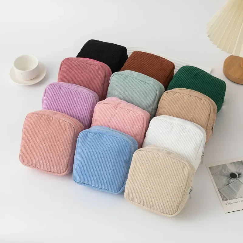 Mini Cosmetic Storage Pouch Women Corduroy Ins Fashion Makeup Lipstick Sanitary Napkins Travel Organizer Bags Small Pouch 3