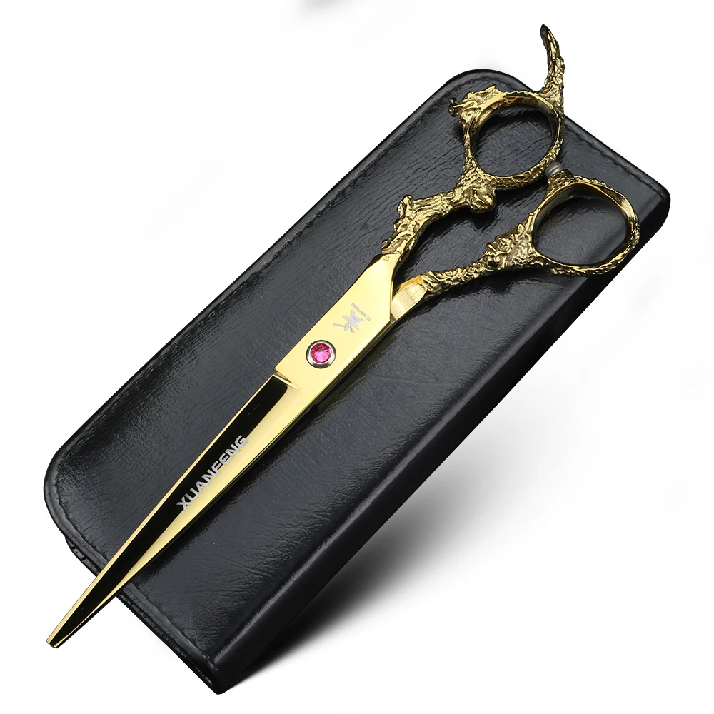 XUANTENG 7-inch hair scissors with blue dragon handle cutting scissors 440C Japanese scissors