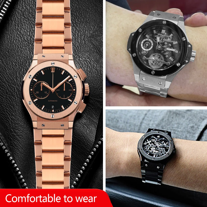 Premium Stainless Steel Watch Strap with Raised Mouth