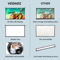 VEIDADZ Projector Screen With Stand Foldable White Wrinkle-Free 60-120 inch 16:9 Screen With Bag for Home Theater Indoor Outdoor - Image 5
