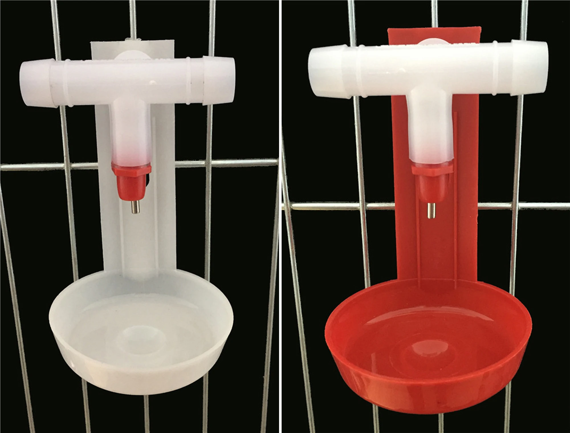 Chicken Steel Columns Drinking Cup Red Hanging Cup 360&deg; Water Chicken Tool Nipple Drinkers 40 Sets Poultry Feeding Supplies